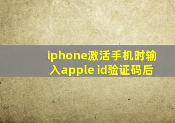 iphone激活手机时输入apple id验证码后